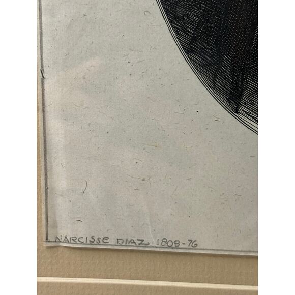 Framed Wood Engraving of Artist Narcisse Diaz by Smeeton Tilly Barbizon School - Picture 4 of 6